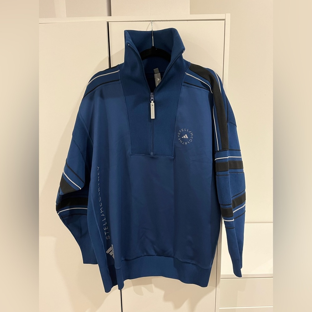 Adidas x Stella McCartney Blue Half Zip Pullover Sweatshirt, XL NWOT